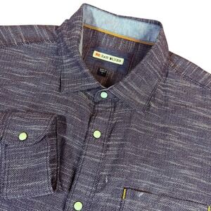 32 Bar Blues Mens L Textured Snap Front Shirt Purplish Gray Long Sleeve Turkey